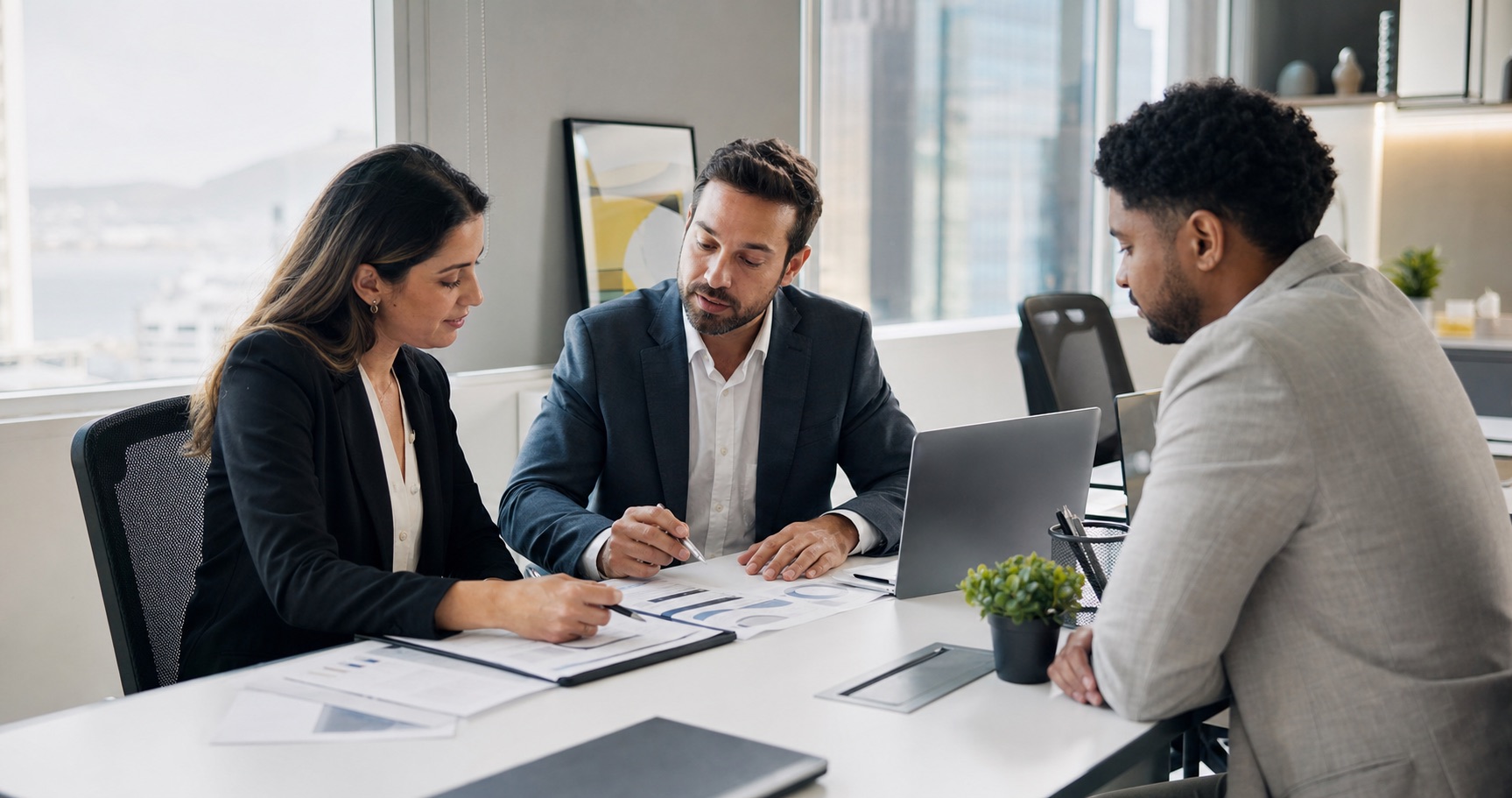 Equipe em atendimento consultivo da Ferreira Costa Capital
